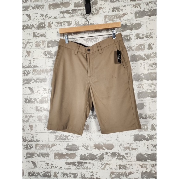 Volcom V Monty Stretch Shorts Men's Size‎ 28 Khaki Modern Casual Walk Flat Front - Picture 1 of 13